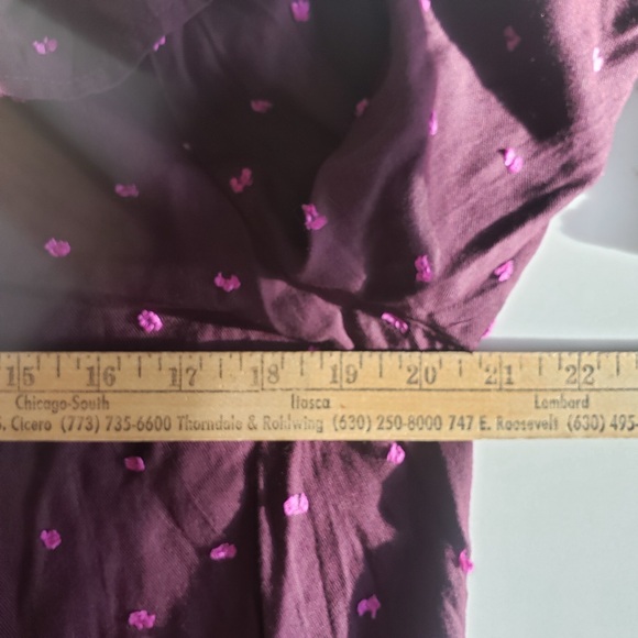 Loft Dress Shirt Womens M Burgundy Blouse Polka Dot Modest Office - Picture 5 of 8